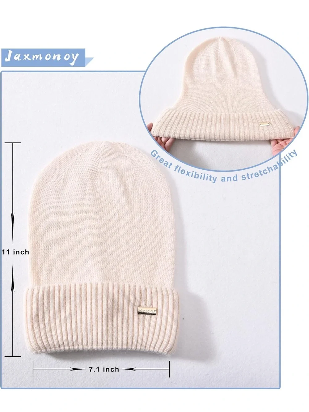 Cozy Ribbed Slouch Beanie in Cream